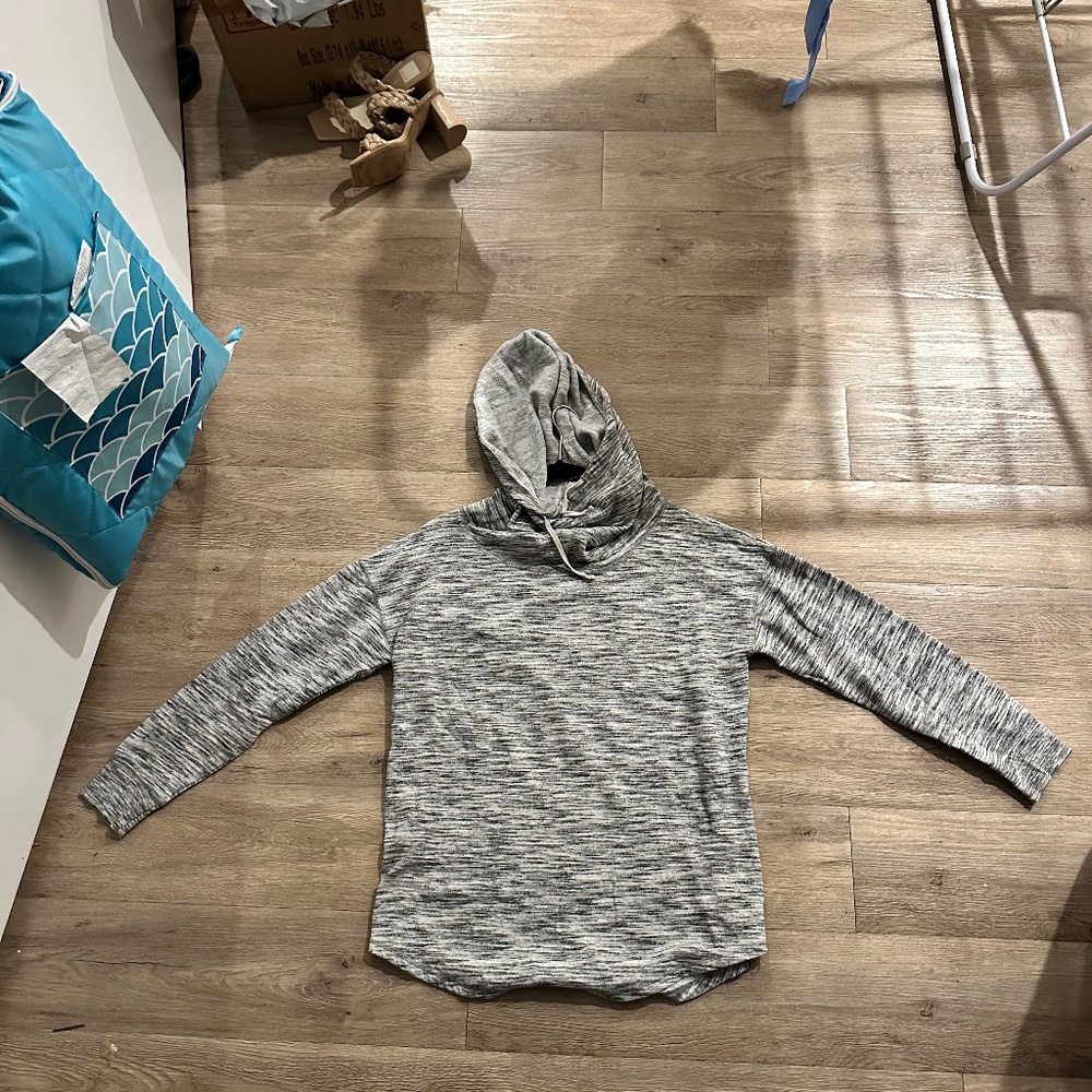 Mossimo Gray and White Striped Hoodie | Size L